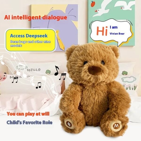 Vivi Bear AI Smart Bear Voice Dialogue Doll Simulation Plush Toy Weiwei Bear Children's Enlightenment Doll