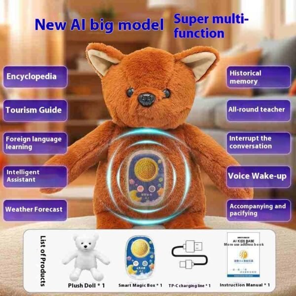 AI smart plush toy brown bear cute doll plush toy - Image 3